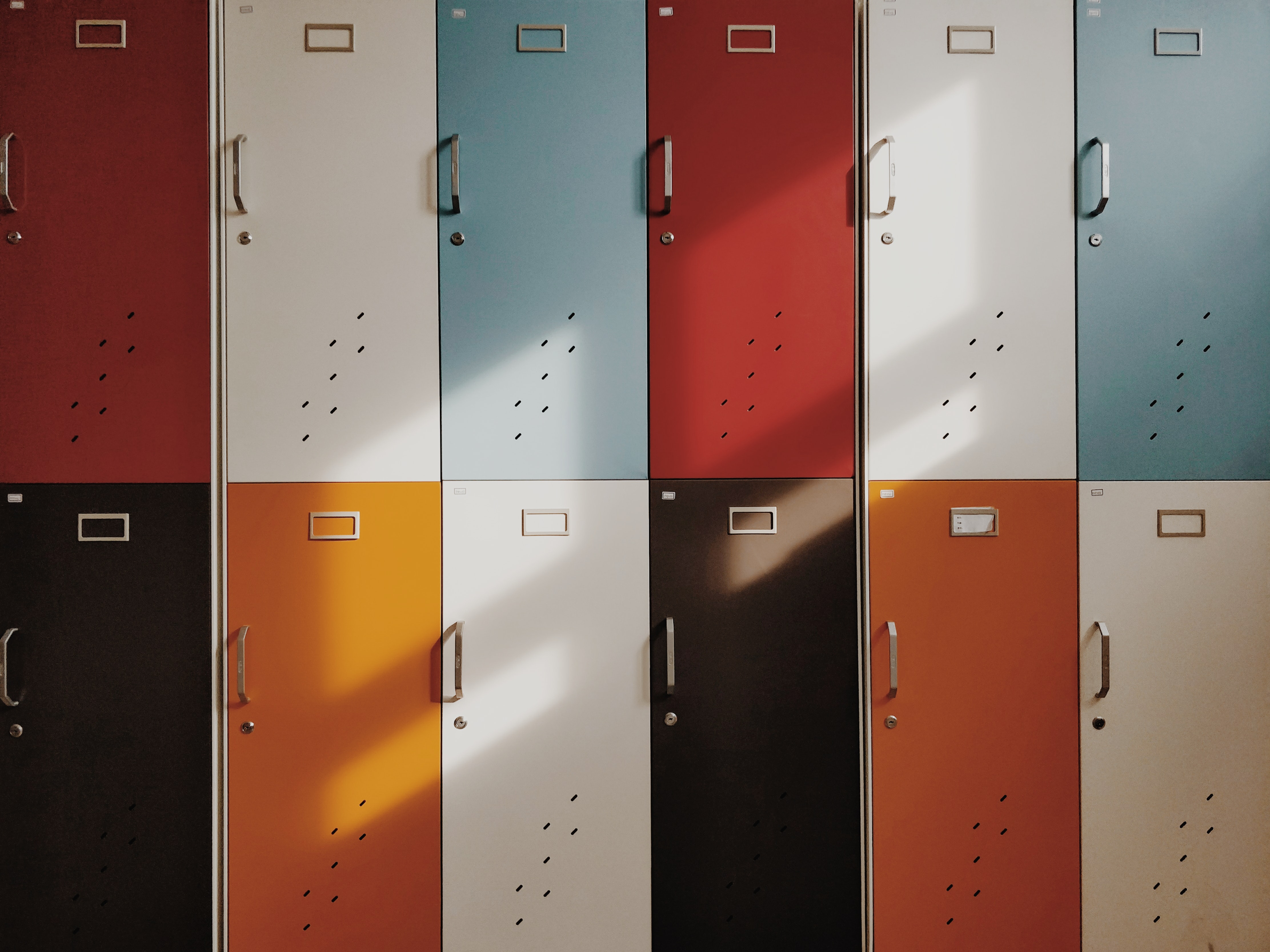 School lockers of many different colors.